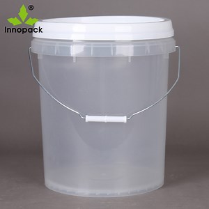 [Hot Item] 20L Clear Round Plastic Bucket with Handle and Lid