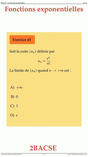 Exercice 45 Cours 7 Les Fonctions Exponentielles 2BACSE Maths space2study MTCSS4v2 #maths