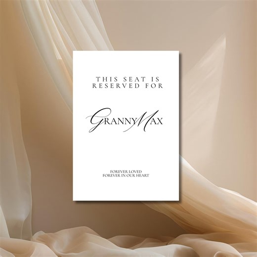 Reserved Seat Wedding Sign, Ceremony Memorial Sign, Printable Sign, Editable in Canva. Digital Download. - Etsy