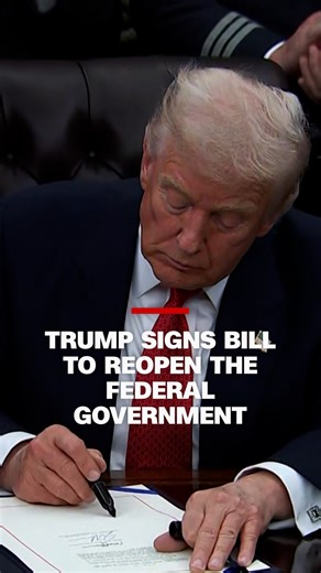 110K views · 1.3K reactions | President Donald Trump has signed a bill to end the longest government shutdown in US history. Read more: https://cnn.it/4nOkiKJ | CNN | Facebook