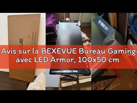 Avis sur la BEXEVUE Bureau Gaming avec LED Armor, 100x50 cm Bureau Informatique RGB avec Surface en