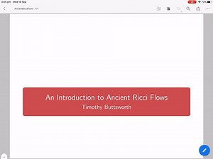 Timothy Buttsworth：An Introduction to Ancient Ricci Flows