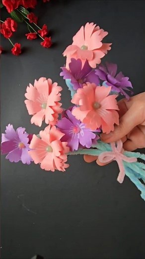 Easy Paper Flower Bouquet 💐 DIY Mini Bouquet Tutorial #Shorts