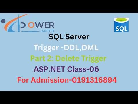 Class 06।Trigger in SQL Server । ASP.NET Core Hands-On: Build Real-World MVC CORE & API Projects