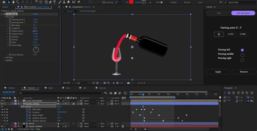 AE脚本-一键填充模拟流体液体流动效果MG动画脚本AEscripts Liquids使用教程