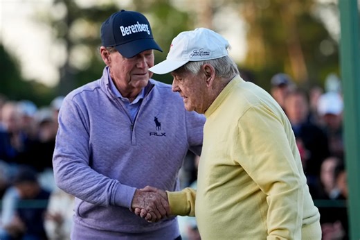 A wild hook and a big leg kick as Jack Nicklaus, Gary Player and Tom Watson open the Masters