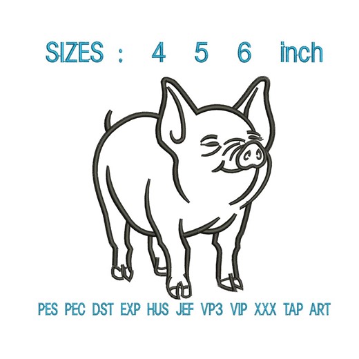 Pig Embroidery Design With Earring | Funny Farm Animal Stitch | Baby Pig Machine File - Etsy