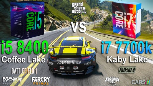 Intel Core i5-8400 vs i7-7700K test in 7 games