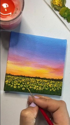 Sunflower field painting/acrylic painting for beginners tutorial/landscape painting tutorial/#shorts