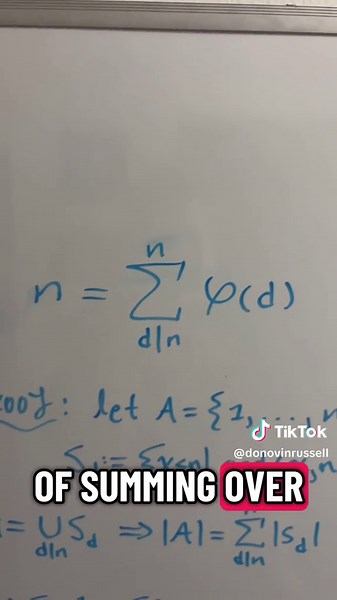 More on the special Euler φ function. I want to cover a very cool fact about the μ function and to do so I need to introduce the notion of summing over divisors, so here you go. Soon we’ll go over μ(n) and its wonderful properties. #math #numbertheory #gcd #euler #summation