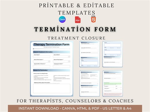 Therapy Termination Form | Mental Health Discharge Summary (canva, PDF, HTML) - Etsy Canada