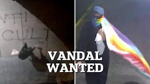 Vandal carrying rainbow flag wanted for defacing churches in NYC
