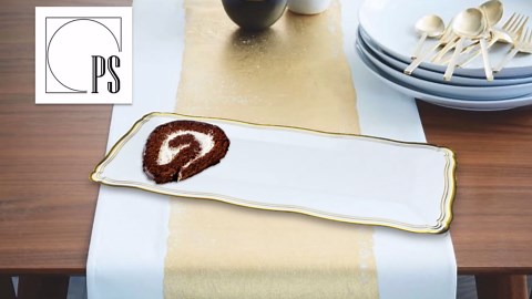 Posh Setting - White Plastic Serving Trays 6 Pack, Heavyweight Plastic Trays for Serving Food Party, Silver Rim Border Disposable Serving Platters and Trays, Platters for Serving Food Party - 9"x13"