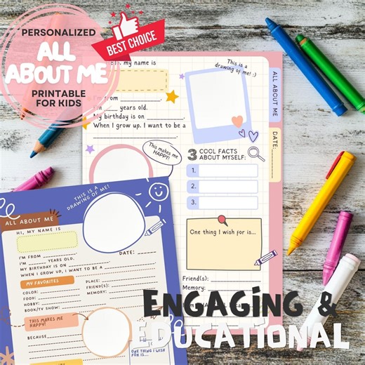 All About Me Printable Activity Sheet for Kids (PDF) - Etsy