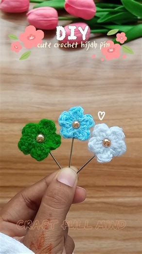 DIY Cute Crochet Hijab Pin 🌸Tutorial#crochet #hijabpin#viral short