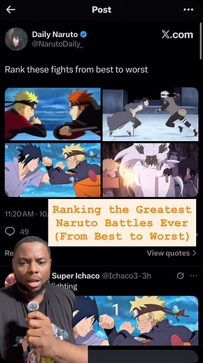 43 reactions | Ranking the Naruto franchise’s most legendary battles  From Naruto vs Pain to that final clash at the Valley of the End: which one’s your #1?  Drop your top Naruto fight in the comments! #Naruto #narutoshippuden #boruto #AnimeFights #NarutoVsSasuke #narutovpain #kakashivobito #momoshikivnarutoandsasuke #AnimeRanking | Simon Cotton Jr. | Facebook