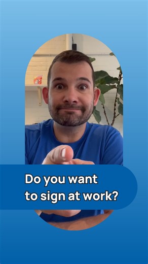Want to use sign language at work? Here’s what you can do: 👉 Show this video to your employer and ask them to contact us to set up VRI On-Demand 👉 Or comment “sign” and we’ll send you info to share with them | Asign
