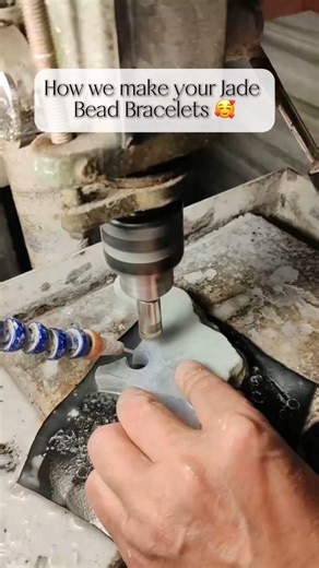 💚 How are Jade Beads Made? 💚 A highly requested video, finally here! Today we want to show you the process behind making your jade bead bracelets. Honestly... it's a process 😅 When we get a really good piece of raw jade, our priority will always be to cut the biggest piece first: bangles. Whatever is left, we will carve into beads. This allows us to waste as little of the material as possible! That being said, even with these beads, they have to pass a thorough quality check process meaning w