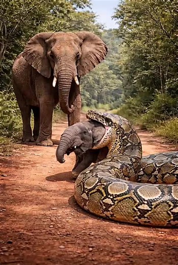 Python vs Baby Elephant: A Wild Encounter