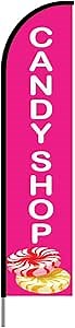Sweet Candy Shop Store Feather Flag Swooper Banner Pole Kit Outdoor Business Sign Display, 15ft