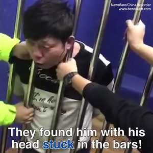Ever been so drunk you were arrested and got your head stuck in the bars at the police station? This guy has 😂 | Daily Mail Video