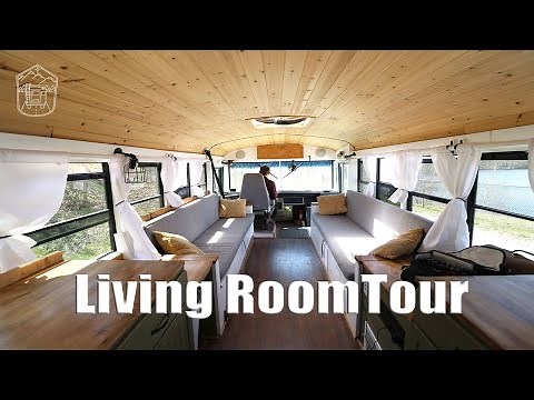 Tiny House School Bus | Living Room Tour