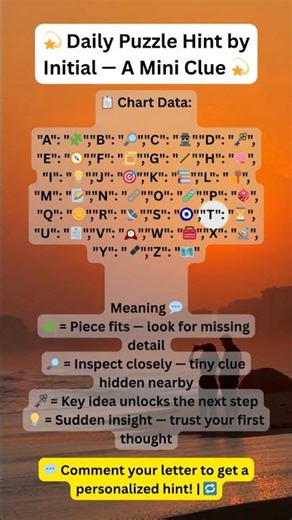 💫 Daily Puzzle Hint by Initial — A Mini Clue 💫