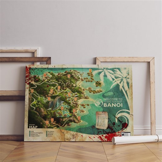 Dead Island Map Poster – Banoi Resort Wall Art, Game Map Print, Gaming Room Decor, Zombie Game Poster, - Etsy