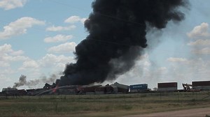 Two Freight Trains Collide Head On