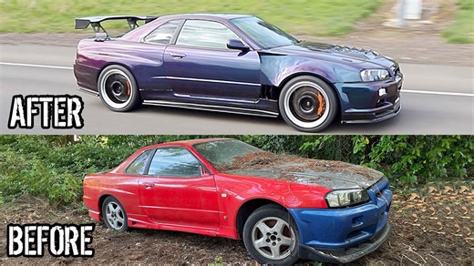 Rebuilding a Nissan R34 GTR in 10 Minutes!