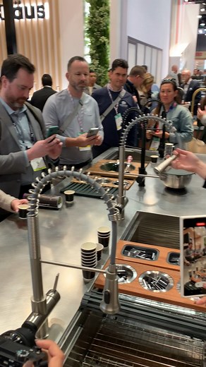 We had a huge buzz around our 2-in-1 beverage faucet at KBIS 2023! The innovative design features separate lines to dispense tap water and any cold-charged beverage of your choice, so you can enjoy everything from nitro coffee to sparkling water and even beer – right from the kitchen tap! The beverage line automatically self-cleans every 4 hours, with a purge cycle that pushes through tap water and finishes by blowing air through the line to remove all sugars, helping prevent the growth of bacte