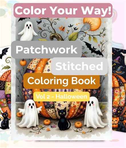 Halloween Patchwork Coloring Book: 80 Stitched Designs PDF for Adults & Teens - Etsy Canada