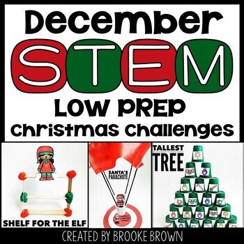 Christmas STEM Challenges & Activities - Winter Party Stations December Holidays