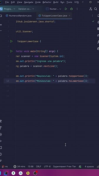 100 Ejercicios en Java: Convertir a mayúsculas y minúsculas #tutorial #programming #java