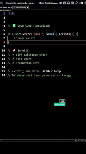Laravel count() vs exists() | Performance Optimization Tip #laravel #coding