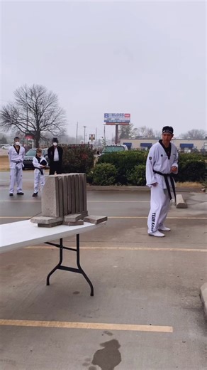 Breaking Bricks with Taekwondo Sidekick