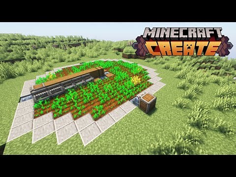 Fully automatic crop farm with the Minecraft Create mod