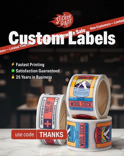 97K views | Limited time sale!  27% off sitewide for new customers. Create your custom labels now and save big! Every sticker has a story. What's yours?  | StickerGiant | Facebook