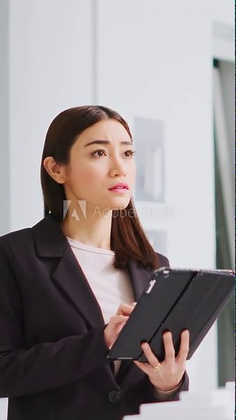 Vertical Video In property management office, contractor uses tablet to evaluate and estimate variables as they work with 3D printed architectural prototype. Engineer working to design urban area with