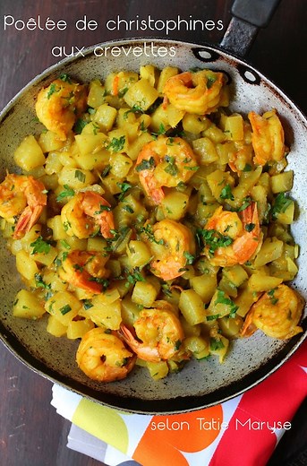 La poêlée de christophines aux crevettes pour vous régaler