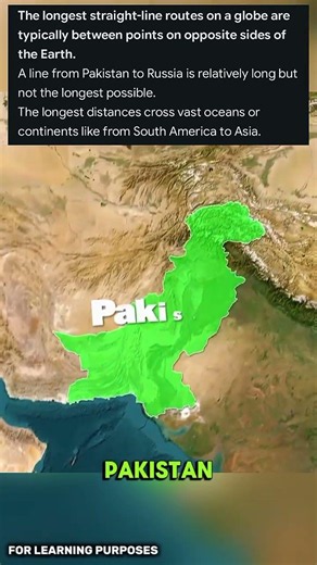 The Longest Straight Line You Can Travel on Earth Without Touching Land 🌍🌊 #geography#map#world#usa