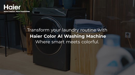 Upgrade your work-from-home setup with the Haier color AI washing machine. With built-in Wi-Fi, you can control your laundry from anywhere, making multitasking a breeze. Enjoy the convenience of smart washing with its Color AI technology and vibrant color display. #MoreCreationMorePossibilities Learn more: https://bit.ly/3wLfxNk | Haier