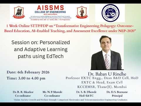 Personalized and Adaptive Learning paths using EdTech-Dr. Baban U Rindhe