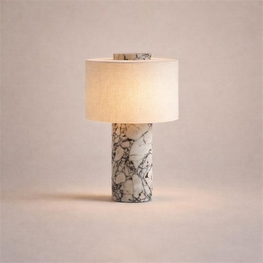 Luxury Marble Table Lamp With Fabric Shade, Elegant High-end Ambient Lighting for Refined Interiors - Etsy