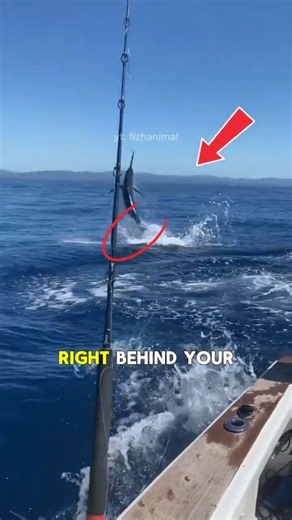 A 300 pound marlin jumped out of the sea with a loud bang! 😱🎣 # #fishing #bigfish #foryoupage