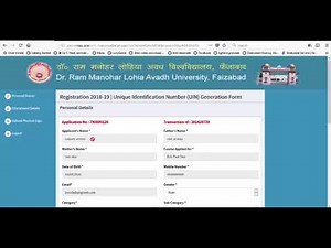 ONLINE REGISTRATION FOR UNIQUE IDENTIFICATION NUMBER (UIN) for RMLAU, FAIZABAD