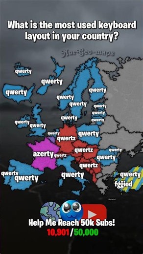 🤔What is the most used keyboard layout in your country? #shorts #nurgeo #mapping #statistics #map