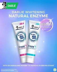 Brighten teeth with NEW Darlie Whitening Natural Enzyme Toothpaste. Formulated with breakthrough dual-natural enzyme formula, it dissolves stains & is safe for enamel! #DarlieMalaysia #DarlieNaturalEnzyme #MadeSafeForEnamel | Darlie Malaysia