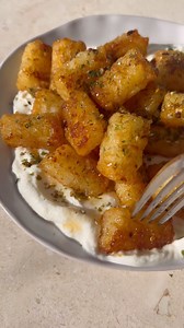 HONEY BUTTER POTATO GEMS 🍯 with garlicky ricotta & furikake. #recipe | Recipes by Victoria