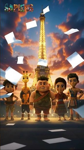 Time Travel to Eiffel Tower🗼 #sapienscartoon #paris #eiffeltower #viralclips #cartoon